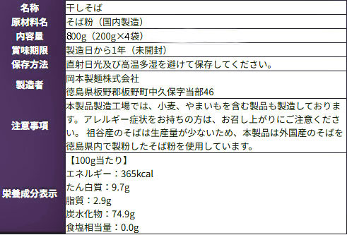 祖谷十割そば 200g×4